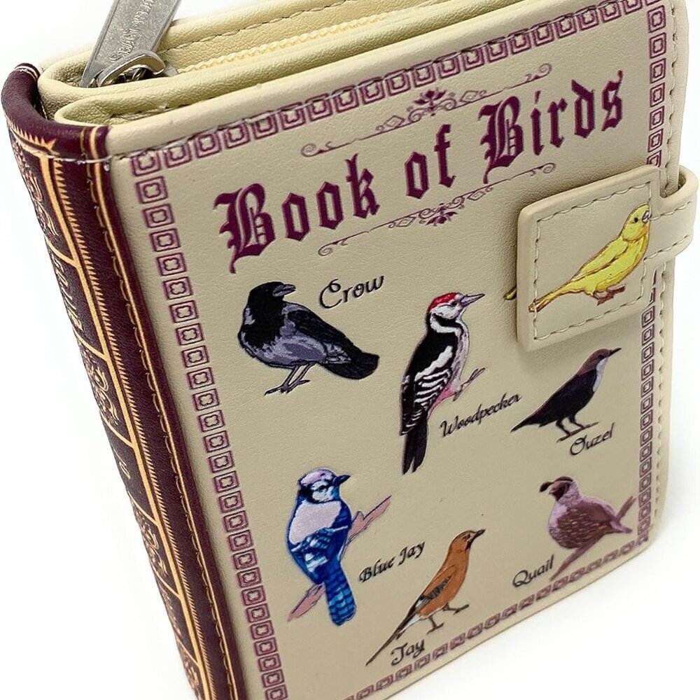Birds Small Wallet Faux Leather Women Girl Vegan 4.5in Beige